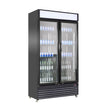 Vitrine verticale réfrigérée 2 portes noire à roulettes de 780L LED