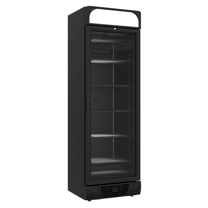 Congélateur professionnel 1 porte vitrée noir de 382L