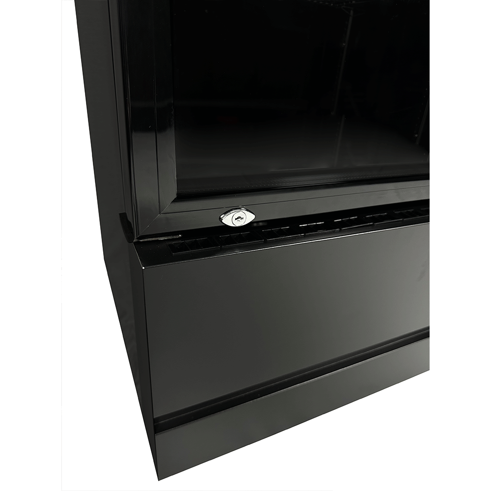 Vitrine verticale réfrigérée 1 porte noire à roulettes de 360L LED