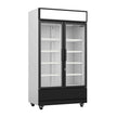 Vitrine verticale 2 portes blanche à roulettes de 670L LED