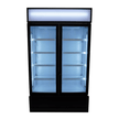 Vitrine verticale 2 portes blanche à roulettes de 670L LED