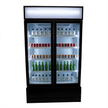 Vitrine verticale 2 portes blanche à roulettes de 670L LED