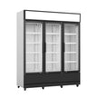 Vitrine verticale 3 portes blanche à roulettes de 1065L LED