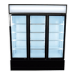 Vitrine verticale 3 portes blanche à roulettes de 1065L LED