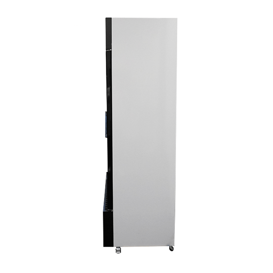 Vitrine verticale 3 portes blanche à roulettes de 1065L LED