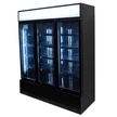 Vitrine verticale réfrigérée 3 portes noire à roulettes de 1065L LED