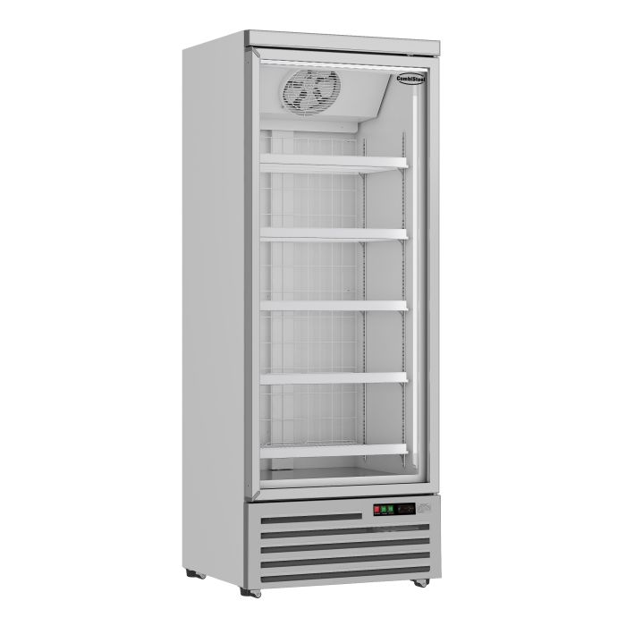 Congélateur professionnel 1 porte vitrée blanc 600L à roulettes