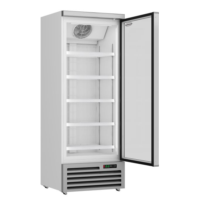 Congélateur professionnel 1 porte vitrée blanc 600L à roulettes