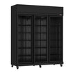 Réfrigérateur professionnel 3 portes vitrées noir à roulettes 1180L