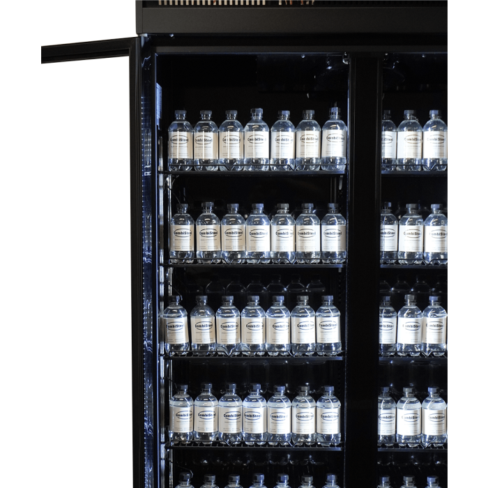 Réfrigérateur professionnel 3 portes vitrées noir à roulettes 1180L