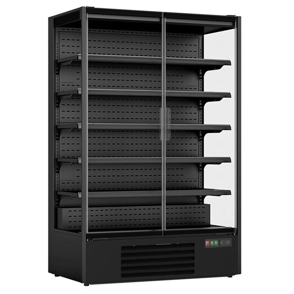 Vitrine verticale murale Premium 2 portes à boissons noire LED 1300