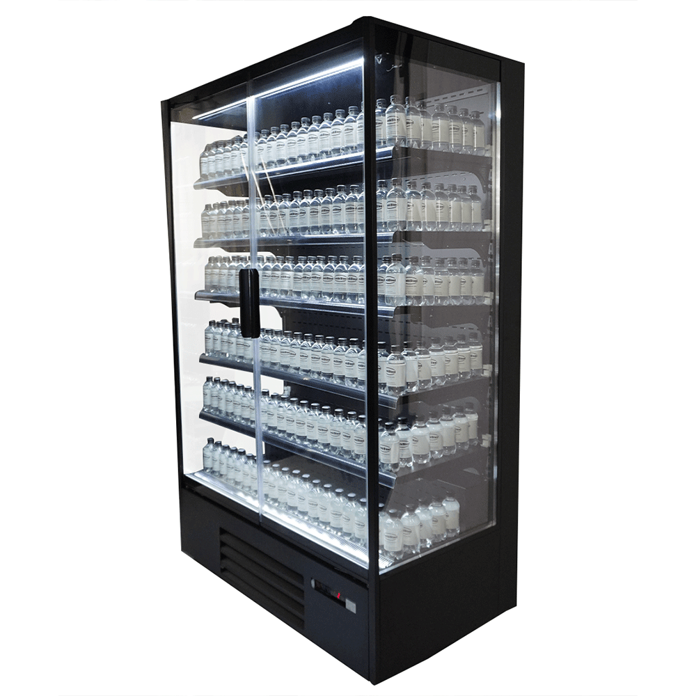 Vitrine verticale murale Premium 2 portes à boissons noire LED 1300