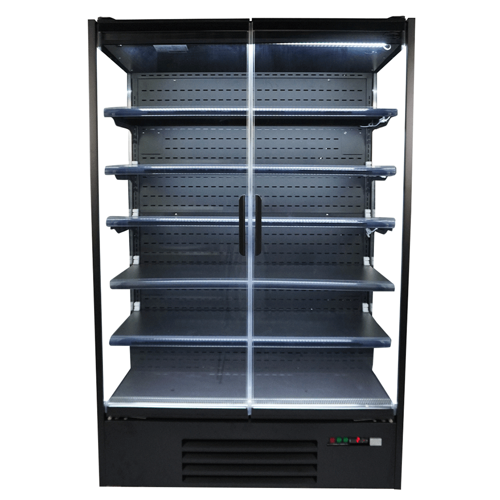 Vitrine verticale murale Premium 2 portes à boissons noire LED 1300