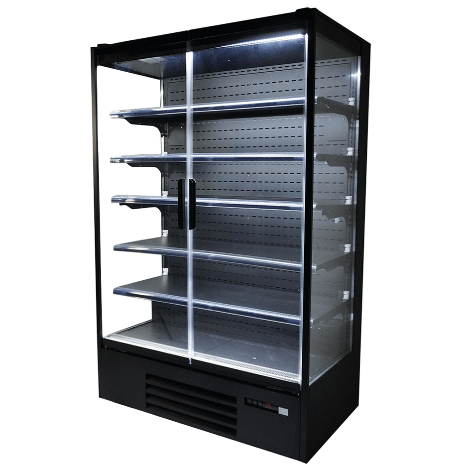 Vitrine verticale murale Premium 2 portes à boissons noire LED 1300
