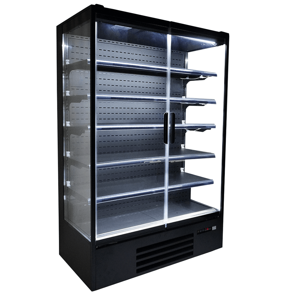 Vitrine verticale murale Premium 2 portes à boissons noire LED 1300