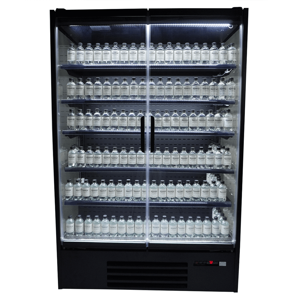 Vitrine verticale murale Premium 2 portes à boissons noire LED 1300