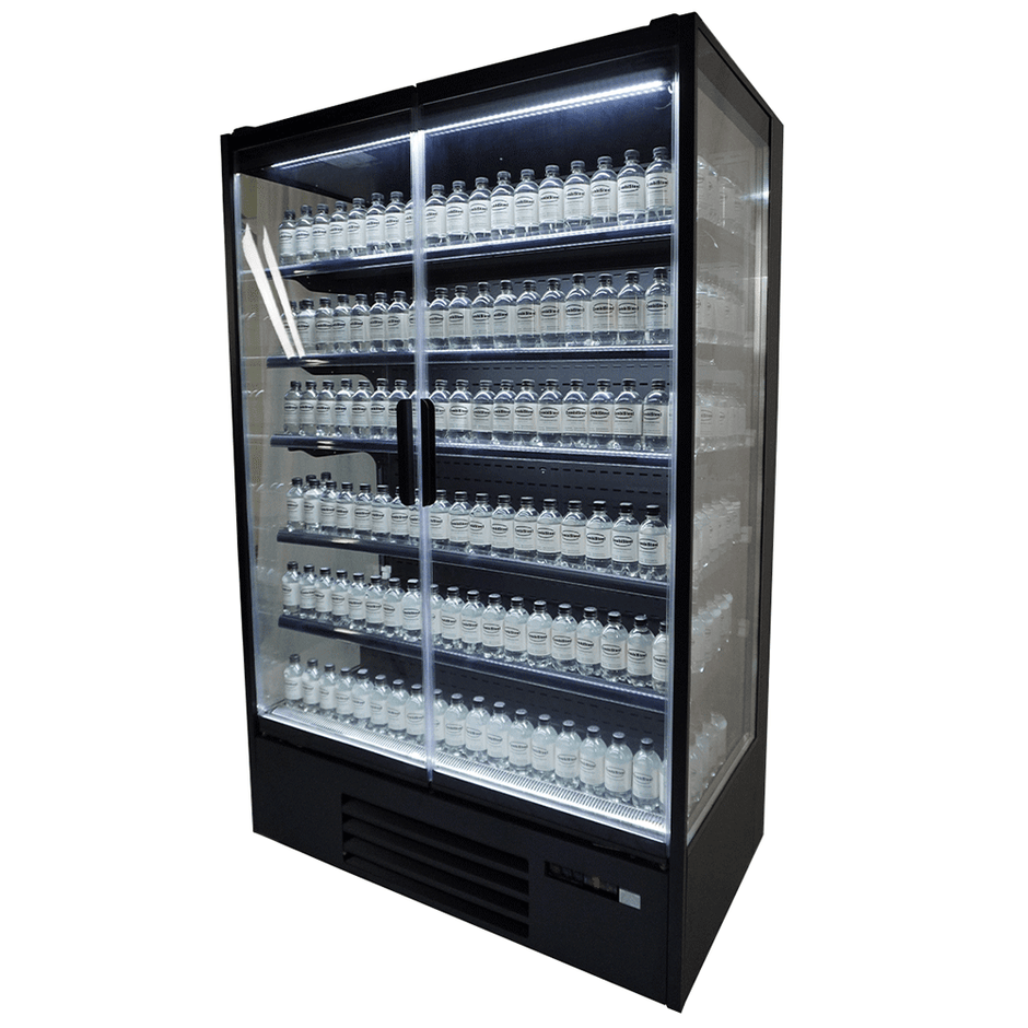 Vitrine verticale murale Premium 2 portes à boissons noire LED 1300