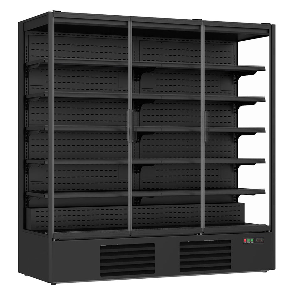Vitrine verticale murale Premium 3 portes à boissons noire LED 1900