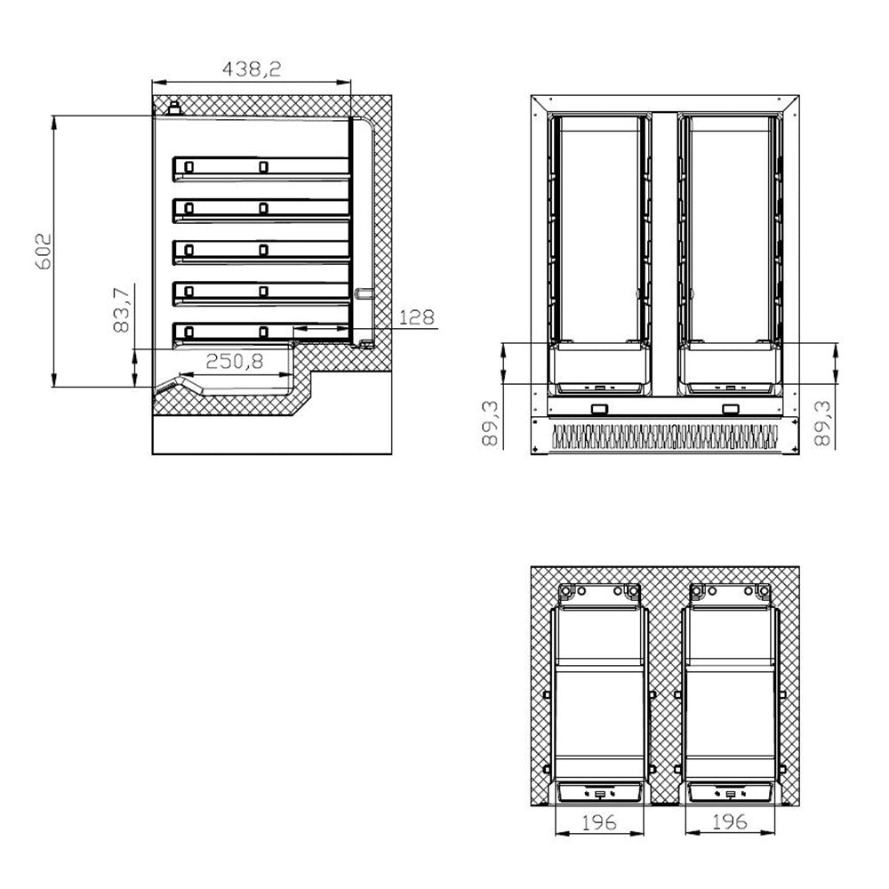 Cave à vin professionnelle noire 100L double portes - dual zone - 40 bouteilles