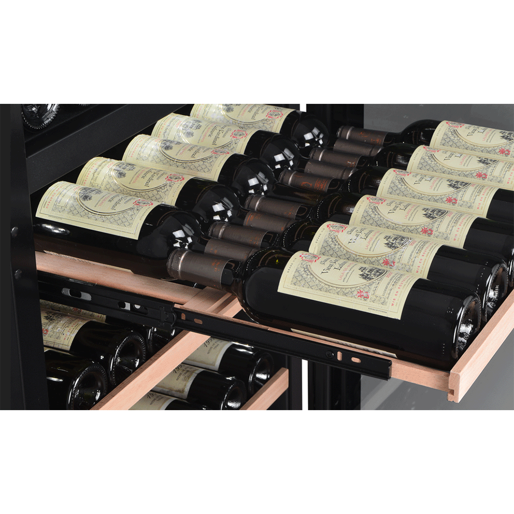 Cave à vin professionnelle noire 379L dual zone - 154 bouteilles