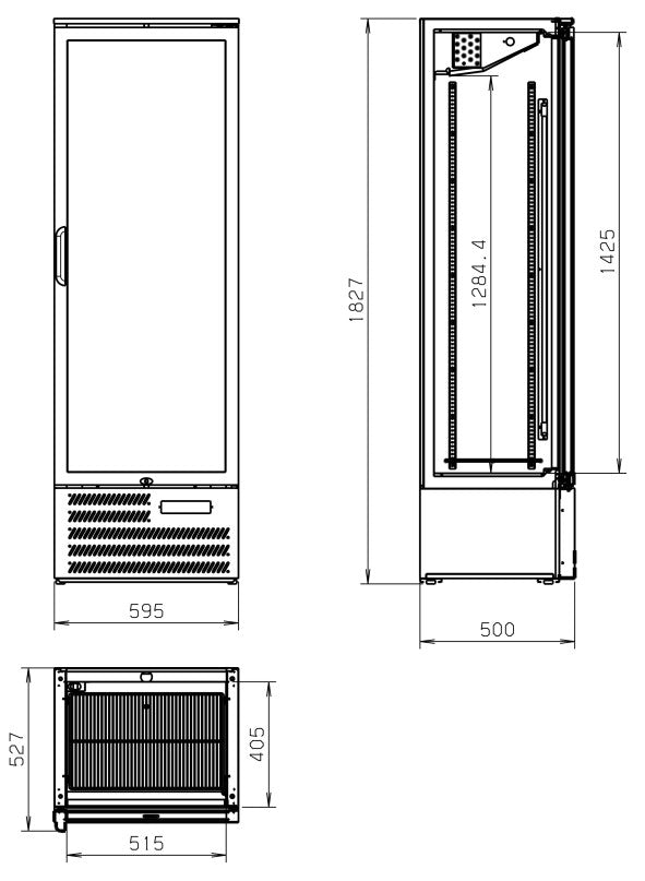 Réfrigérateur professionnel noir 2 portes vitrées de 458L