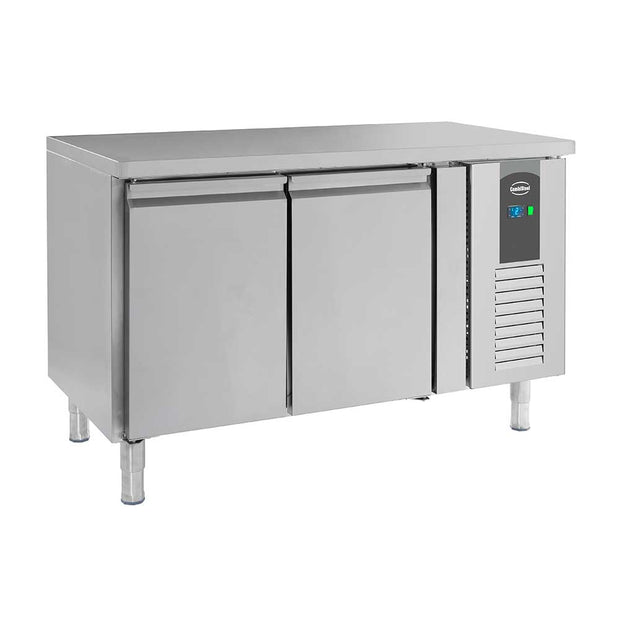 Bar réfrigéré sans rebord 2 portes en inox avec pieds
