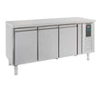 Bar réfrigéré sans rebord 3 portes en inox avec pieds GN 1/1