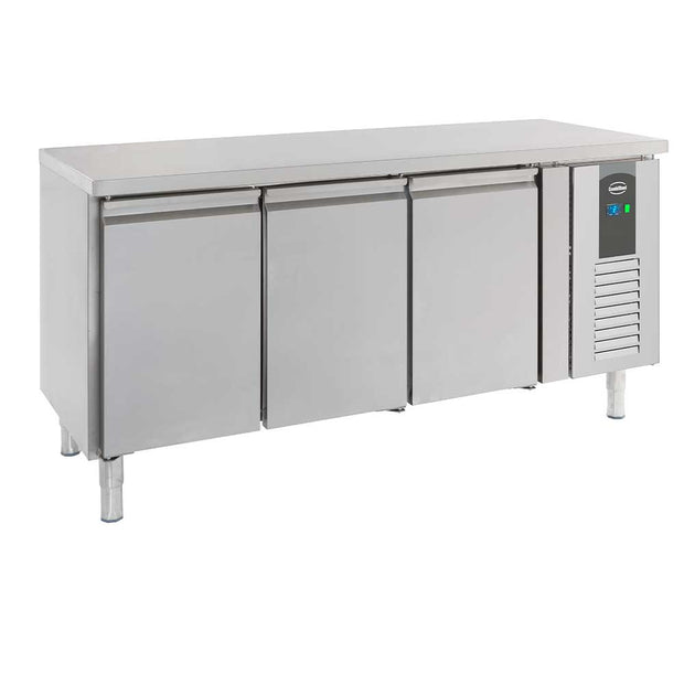 Bar réfrigéré sans rebord 3 portes en inox avec pieds GN 1/1