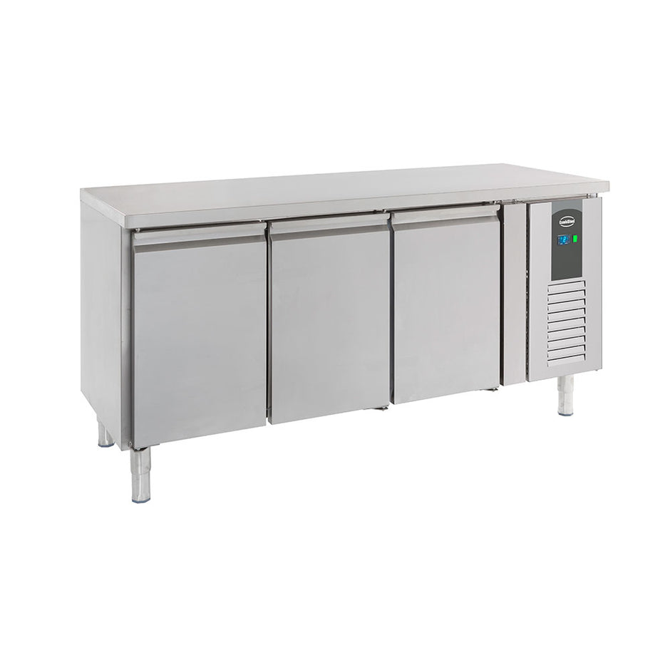 Bar réfrigéré sans rebord 3 portes en inox