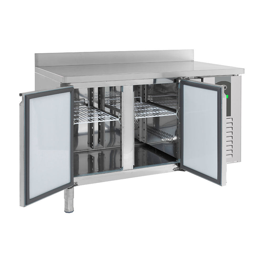 Bar réfrigéré avec rebord 2 portes en inox