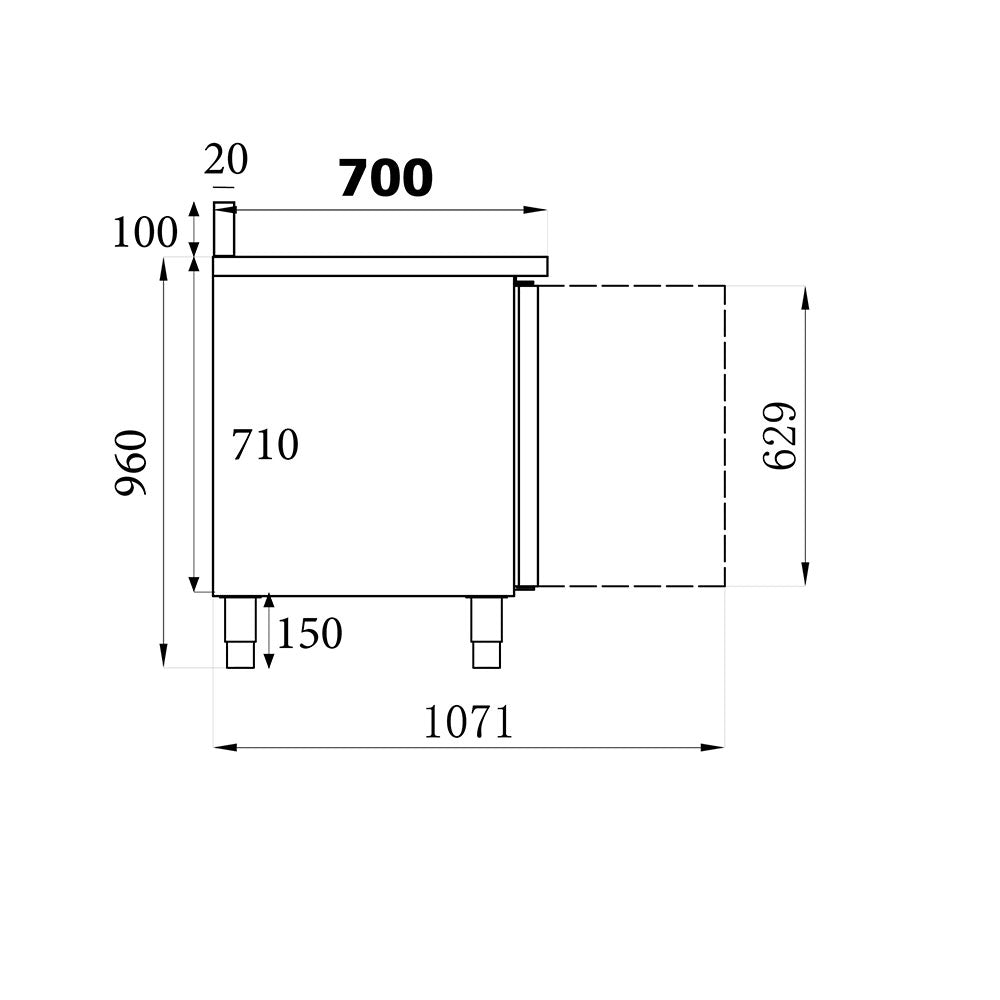 Bar réfrigéré avec rebord 3 portes en inox