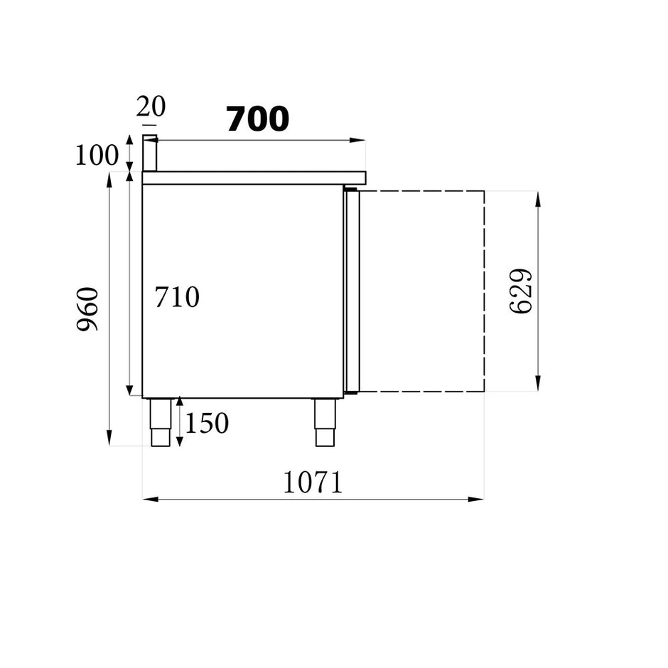 Bar réfrigéré avec rebord 3 portes en inox