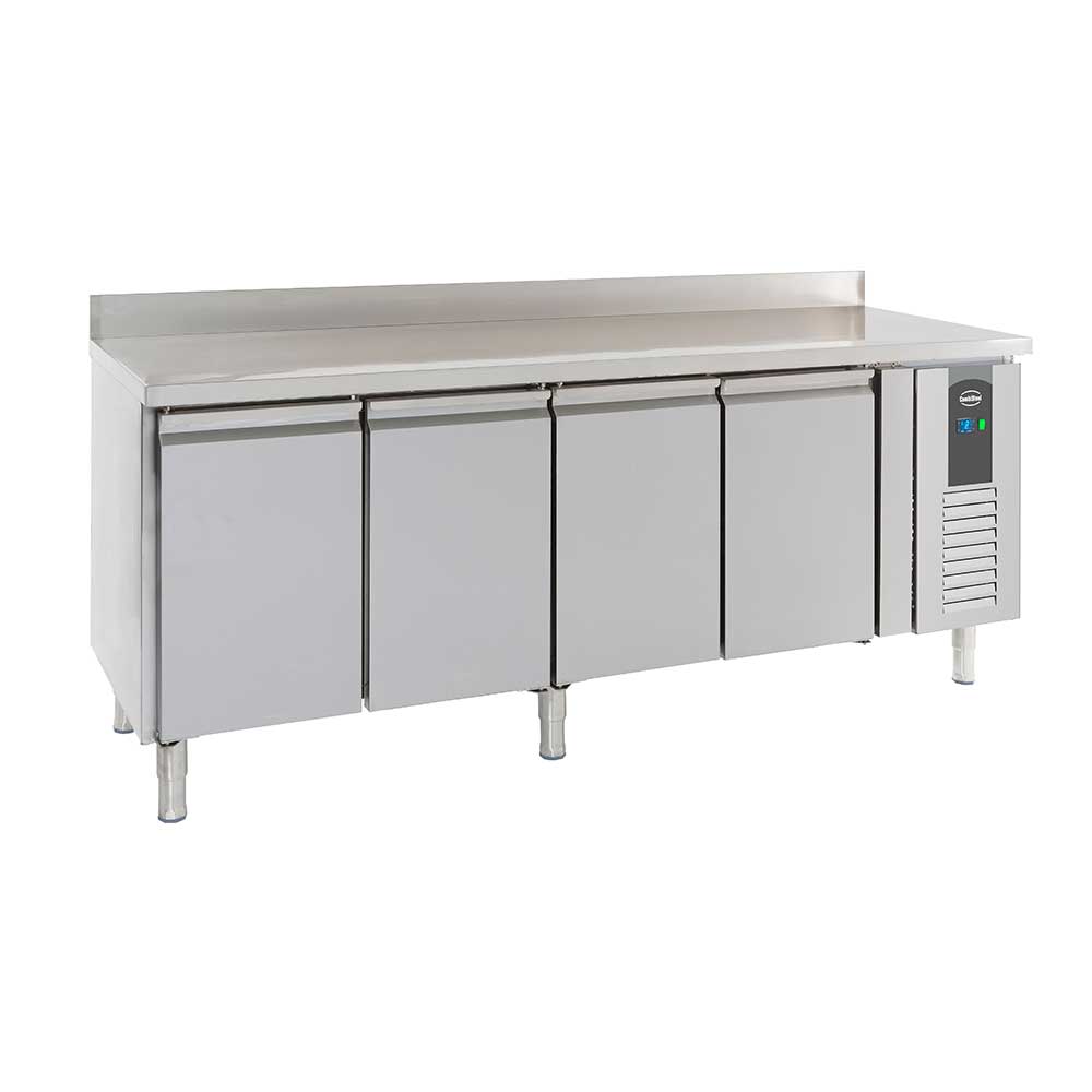 Bar réfrigéré avec rebord 4 portes en inox avec pieds