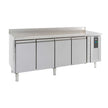 Bar réfrigéré avec rebord 4 portes en inox avec pieds