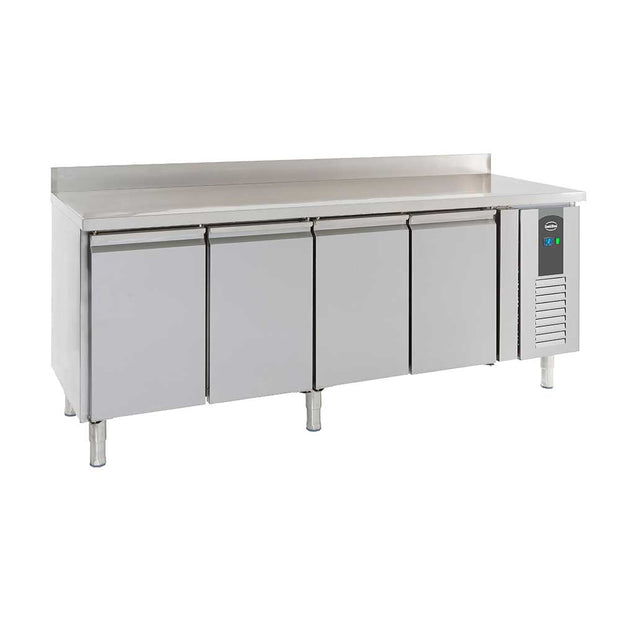 Bar réfrigéré avec rebord 4 portes en inox avec pieds