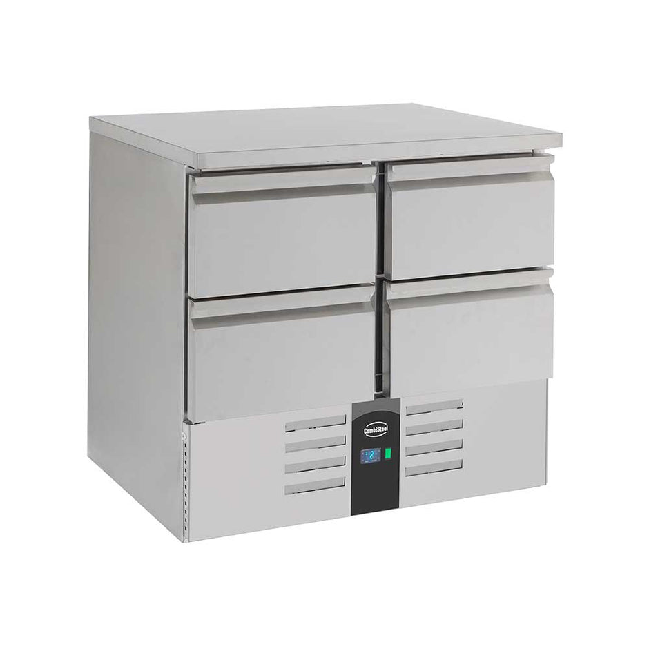 Bar réfrigéré sans rebord 4 tiroirs en inox sans pieds