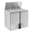 Bar réfrigéré 2 portes en inox avec 2 grands, 3 moyens et 3 petits bacs