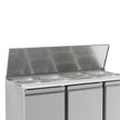 Bar réfrigéré sans rebord 3 portes en inox avec 6 grands et 3 moyens bacs