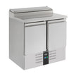 Bar réfrigéré avec rebord 2 portes en inox avec 5 petits bacs