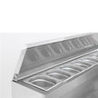 Bar réfrigéré avec rebord 3 portes en inox sans pieds avec 8 petits bac