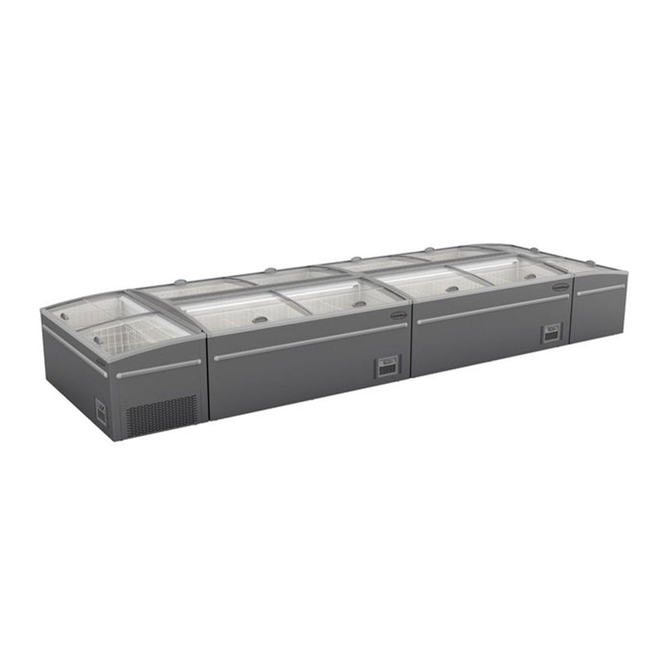 Bahut gris vitré avec ouverture verticale de 530L avec éclairage LED – 1450