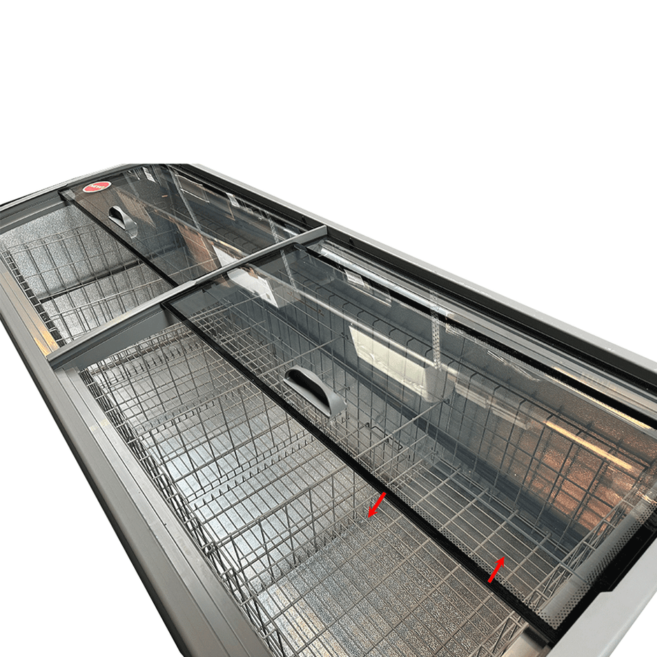 Bahut gris vitré avec ouverture verticale de 530L avec éclairage LED – 1450