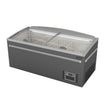 Bahut gris vitré avec ouverture verticale de 630L avec éclairage LED 1850 (Tête de gondole)
