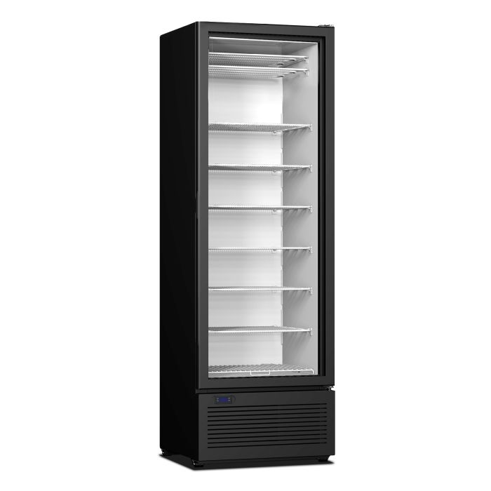 Congélateur professionnel 1 porte vitrée noir de 417L