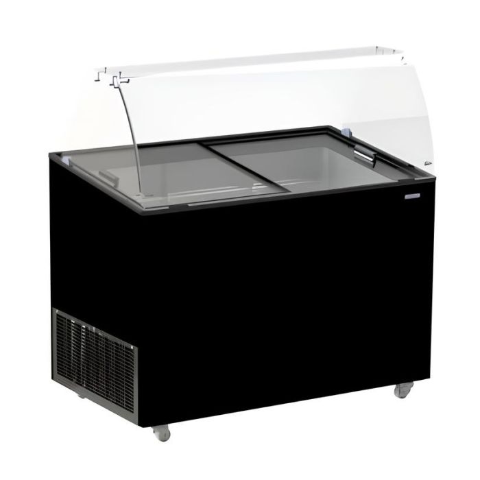 Vitrine à crème glacée 8X5L noire mobile
