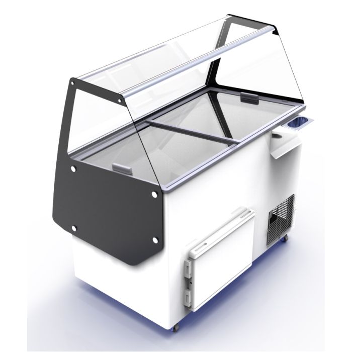 Vitrine à crème glacée 13X5L blanche et noire mobile