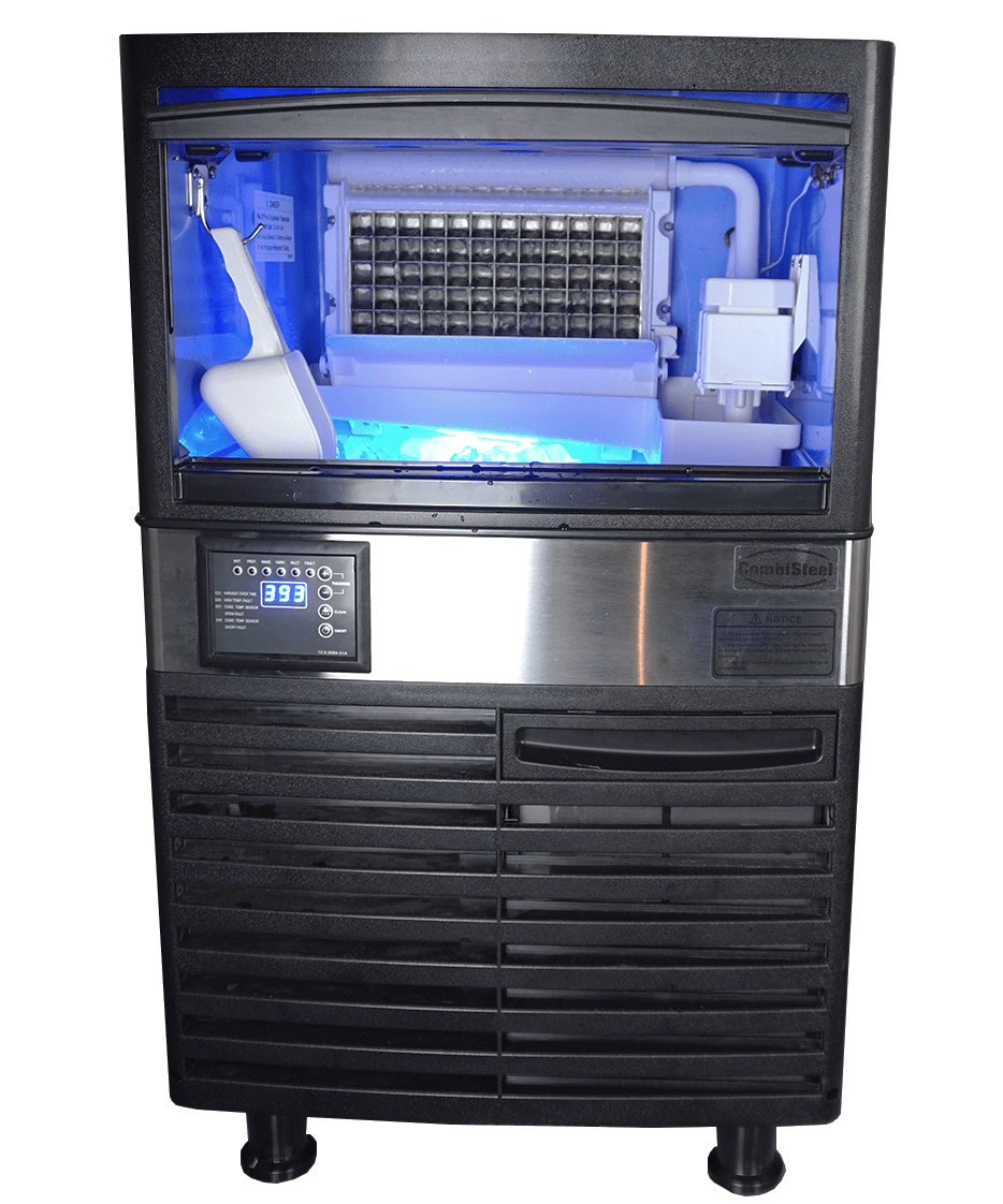 Machine à glaçons noire/grise 55kg/24h - refroidissement par air - cubes pleins