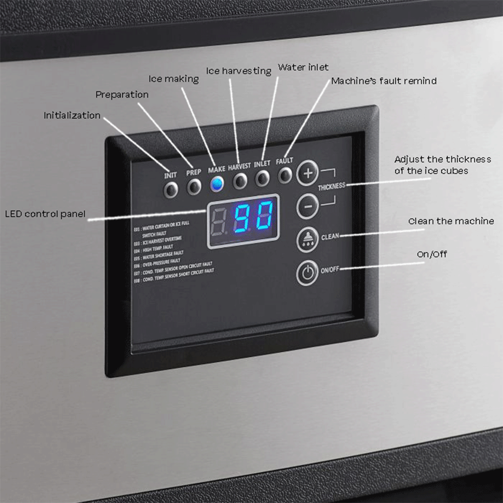 Machine à glaçons noire/grise 95kg/24h - refroidissement par air - cubes pleins