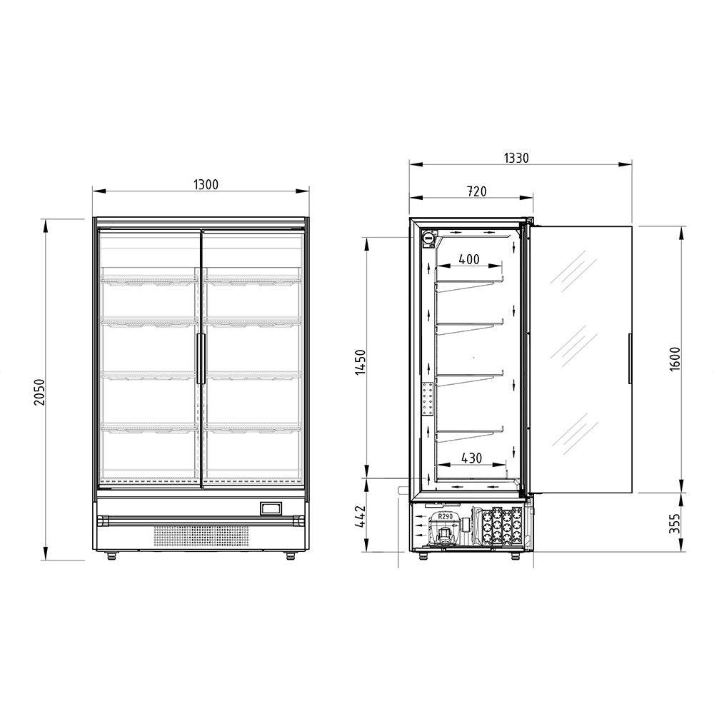 Vitrine réfrigérée murale Plug-In Premium noire modulable avec éclairage LED 520L 1300 **Subventionné**