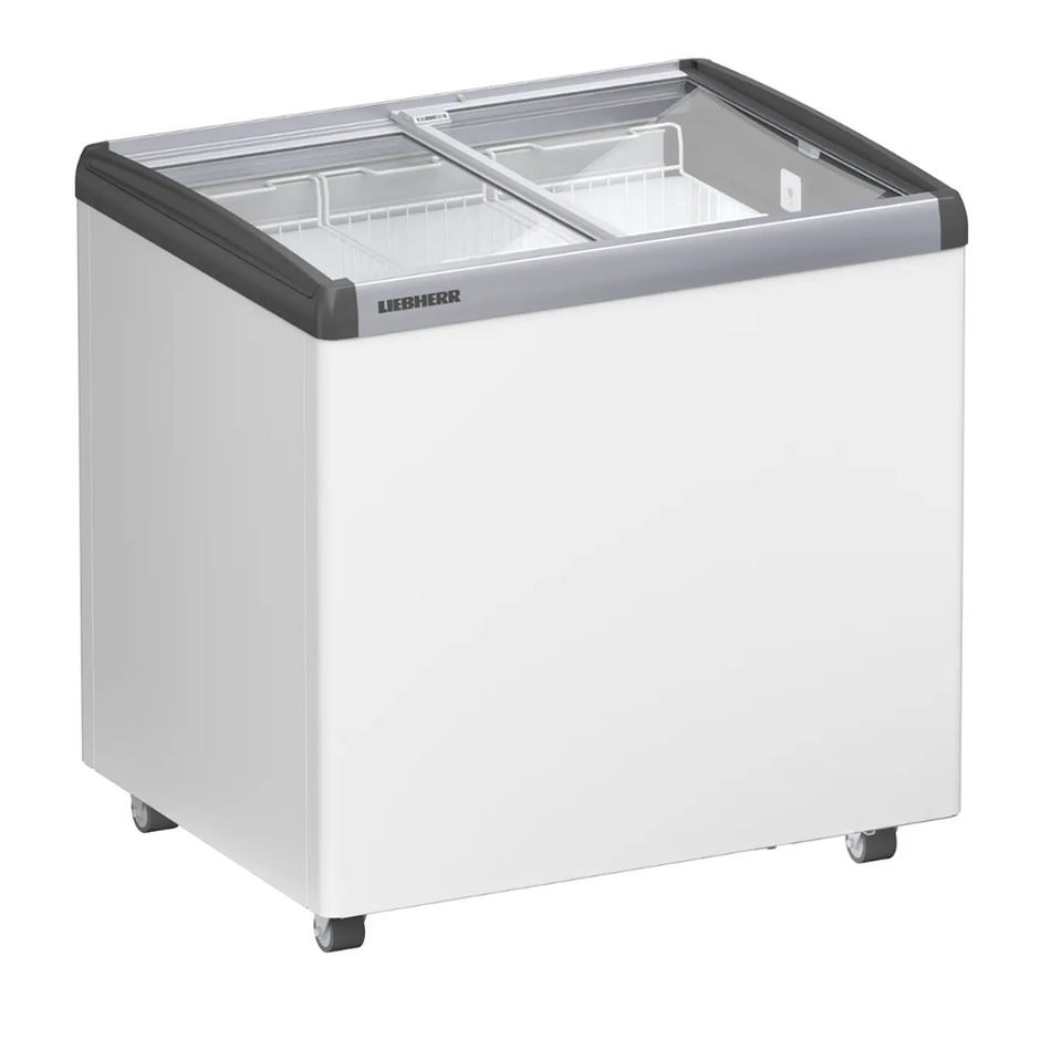 Congélateur pour crème glacée à roulettes vitré 219L 